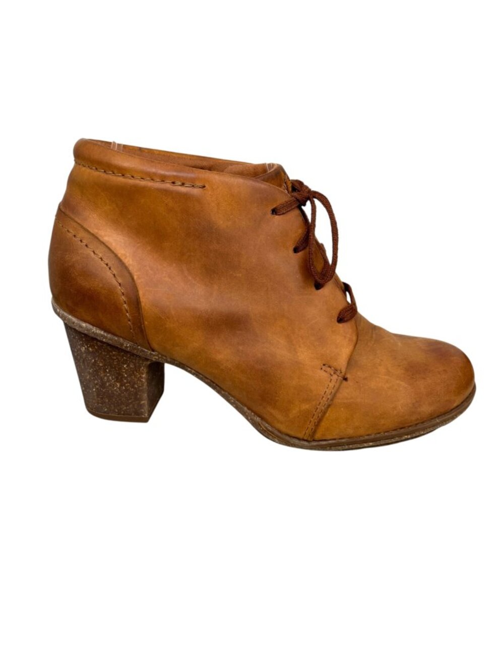 Clarks Sashlin Sue Brown Oiled Leather Lace-Up Heeled Ankle Booties Size 8.5